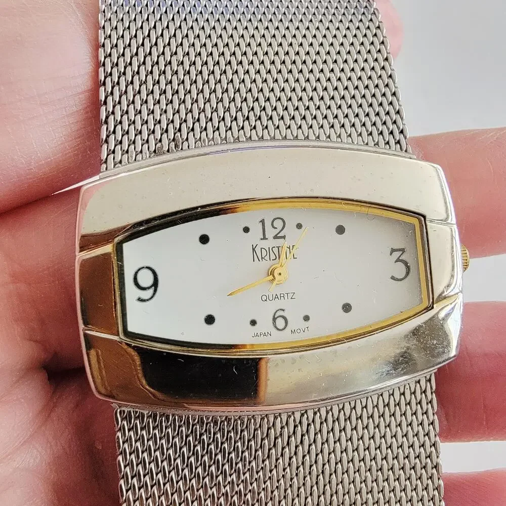 Kristine Womens Watch White Dial Silver Case Mesh Bracelet Quartz 01957